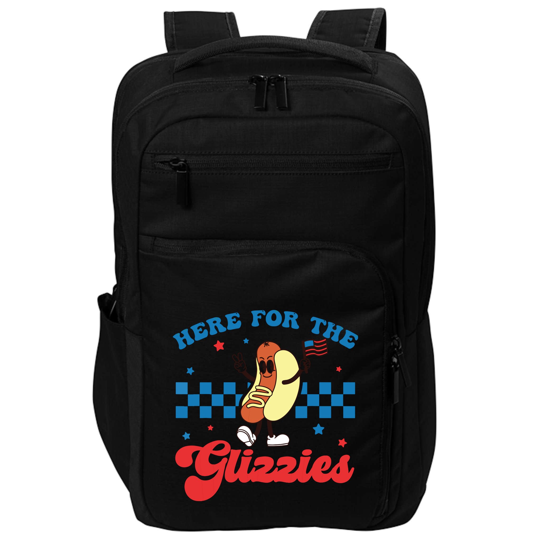 4th Of July Here For The Glizzies Funny Hot Dog Humor Impact Tech Backpack