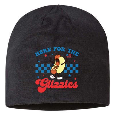 4th Of July Here For The Glizzies Funny Hot Dog Humor Sustainable Beanie