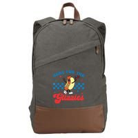 4th Of July Here For The Glizzies Funny Hot Dog Humor Cotton Canvas Backpack