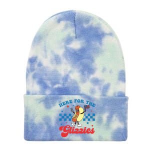 4th Of July Here For The Glizzies Funny Hot Dog Humor Tie Dye 12in Knit Beanie