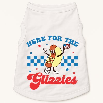 4th Of July Here For The Glizzies Funny Hot Dog Humor Doggie Tank