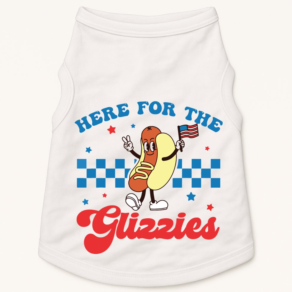 4th Of July Here For The Glizzies Funny Hot Dog Humor Doggie Tank