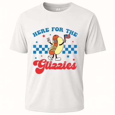 4th Of July Here For The Glizzies Funny Hot Dog Humor Performance Shirt
