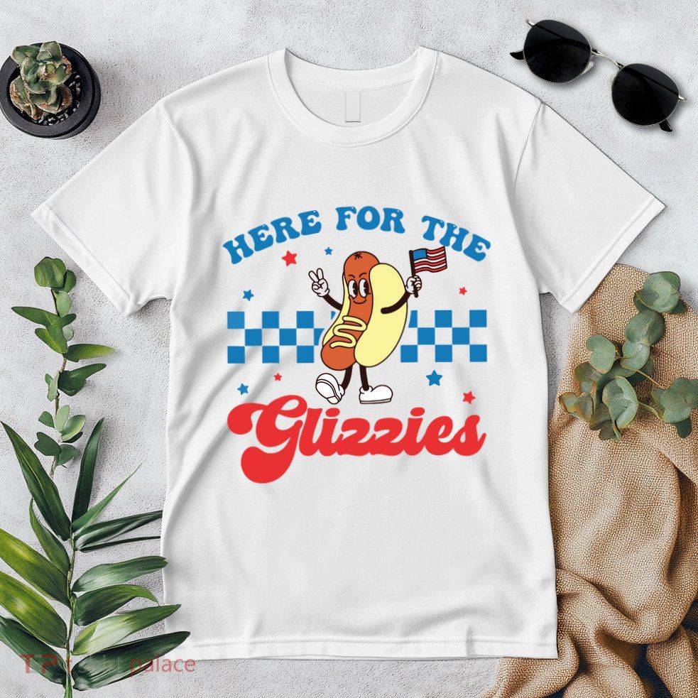 4th Of July Here For The Glizzies Funny Hot Dog Humor Premium T-Shirt