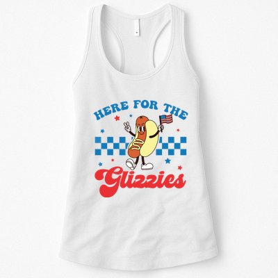 4th Of July Here For The Glizzies Funny Hot Dog Humor Womens Tank Top