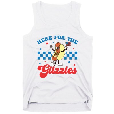 4th Of July Here For The Glizzies Funny Hot Dog Humor Tank Top
