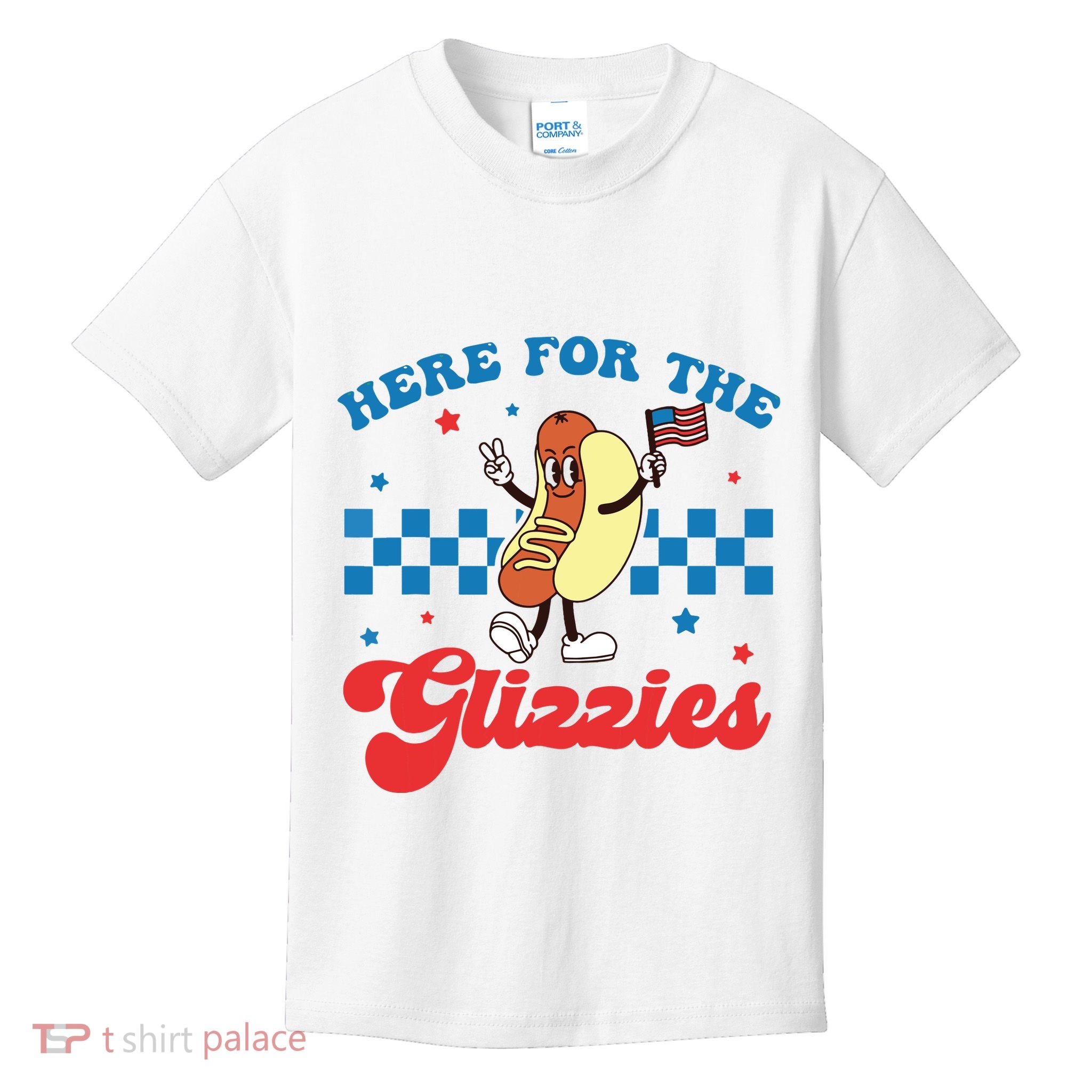 4th Of July Here For The Glizzies Funny Hot Dog Humor Kids T-Shirt