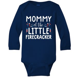 4th Of July Cute Gift Mommy Of The Little Firecracker Great Gift Baby Long Sleeve Bodysuit