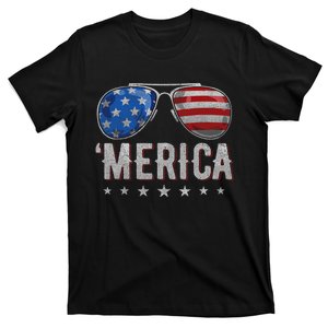 4th Of July Merica Sunglasses American Flag T-Shirt