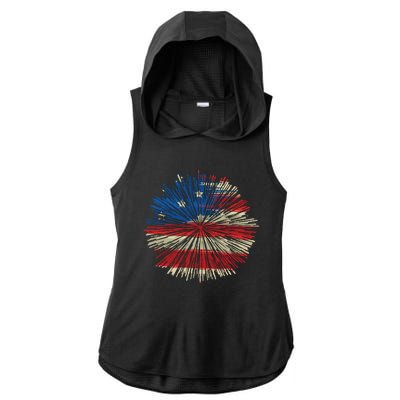 4th Of July Fireworks American Flag Design For Patriotic Celebration Ladies PosiCharge Tri-Blend Wicking Draft Hoodie Tank