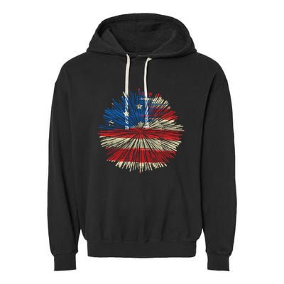 4th Of July Fireworks American Flag Design For Patriotic Celebration Garment-Dyed Fleece Hoodie