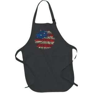 4th Of July Fireworks American Flag Design For Patriotic Celebration Full-Length Apron With Pockets