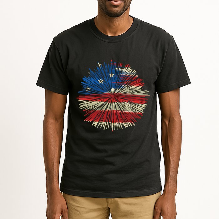 4th Of July Fireworks American Flag Design For Patriotic Celebration Tall T-Shirt