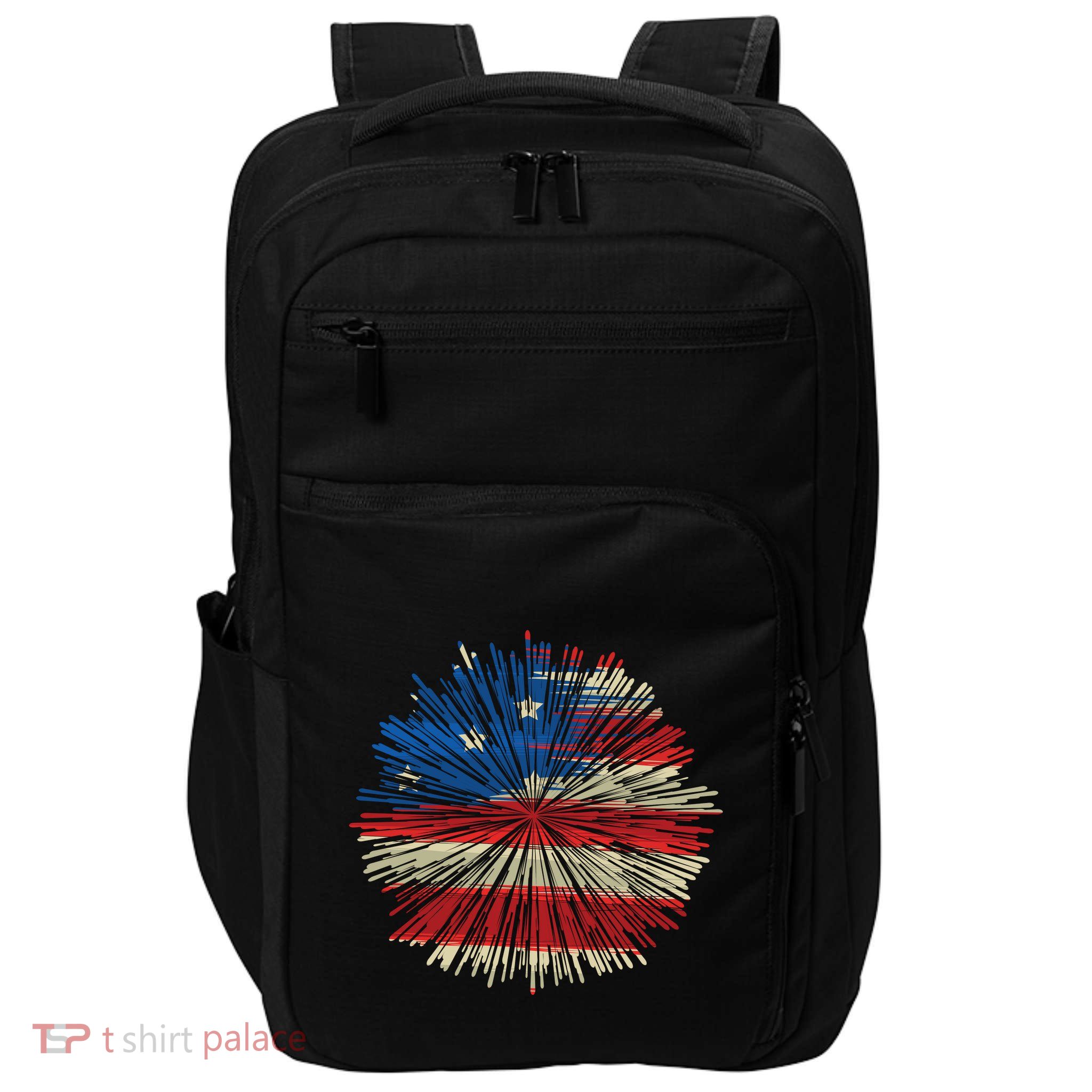 4th Of July Fireworks American Flag Design For Patriotic Celebration Impact Tech Backpack