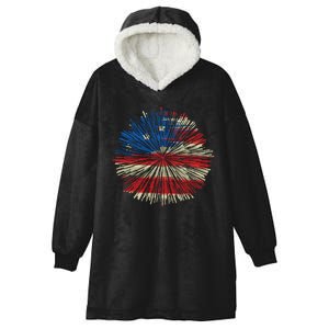 4th Of July Fireworks American Flag Design For Patriotic Celebration Hooded Wearable Blanket