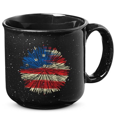 4th Of July Fireworks American Flag Design For Patriotic Celebration 15oz Campfire Ceramic Mug