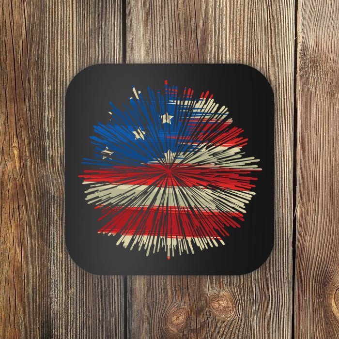 4th Of July Fireworks American Flag Design For Patriotic Celebration Coaster