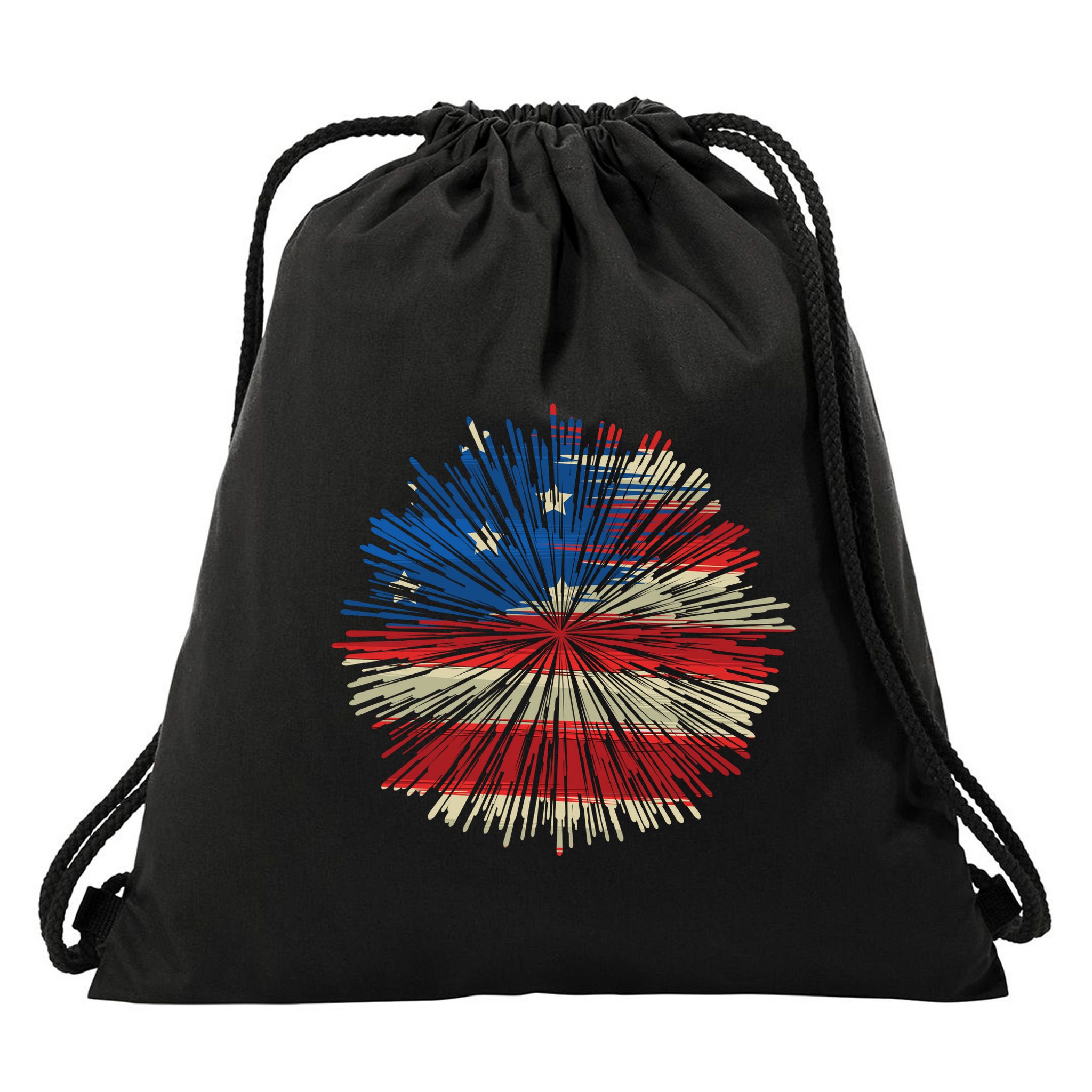 4th Of July Fireworks American Flag Design For Patriotic Celebration Drawstring Bag