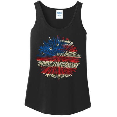 4th Of July Fireworks American Flag Design For Patriotic Celebration Ladies Essential Tank