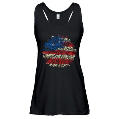 4th Of July Fireworks American Flag Design For Patriotic Celebration Ladies Essential Flowy Tank