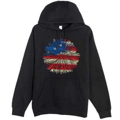 4th Of July Fireworks American Flag Design For Patriotic Celebration Premium Pullover Hoodie