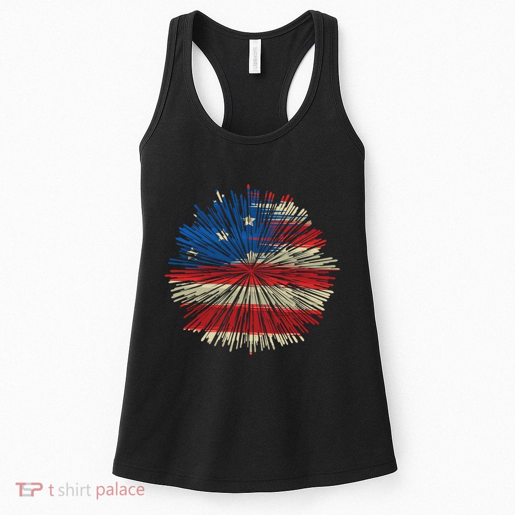 4th Of July Fireworks American Flag Design For Patriotic Celebration Womens Tank Top