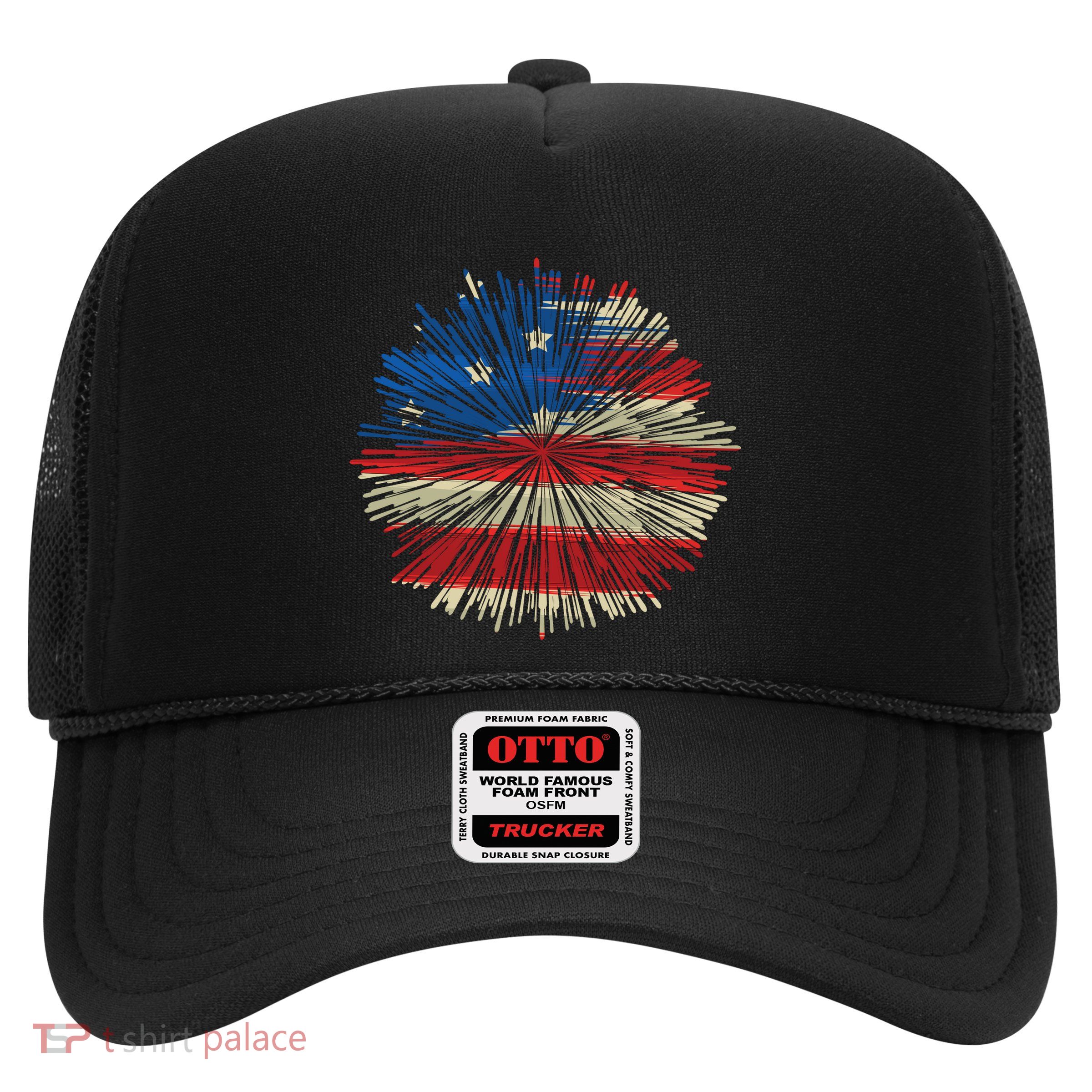 4th Of July Fireworks American Flag Design For Patriotic Celebration Trucker Hat