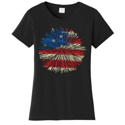 4th Of July Fireworks American Flag Design For Patriotic Celebration Women's T-Shirt