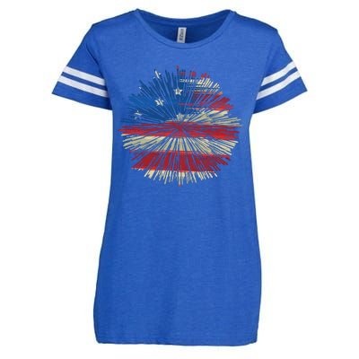 4th Of July Fireworks American Flag Design For Patriotic Celebration Enza Ladies Jersey Football T-Shirt