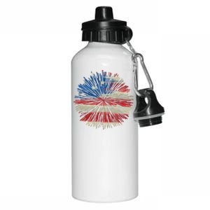 4th Of July Fireworks American Flag Design For Patriotic Celebration Aluminum Water Bottle