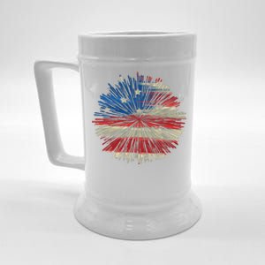 4th Of July Fireworks American Flag Design For Patriotic Celebration Beer Stein