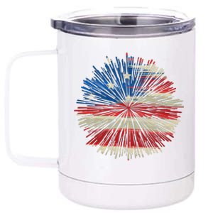 4th Of July Fireworks American Flag Design For Patriotic Celebration 12 oz Stainless Steel Tumbler Cup