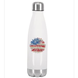 4th Of July Fireworks American Flag Design For Patriotic Celebration Stainless Steel Insulated Water Bottle