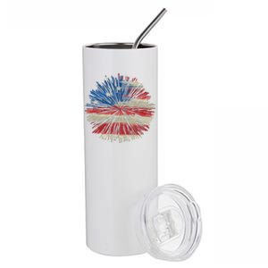 4th Of July Fireworks American Flag Design For Patriotic Celebration Stainless Steel Tumbler