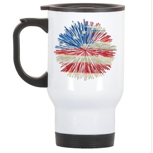 4th Of July Fireworks American Flag Design For Patriotic Celebration Stainless Steel Travel Mug