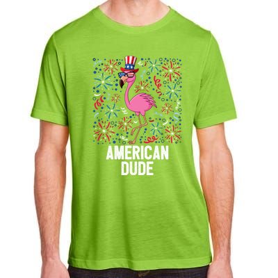 4th Of July American Dude Flamingo Us Flag Pride Patriotic Gift Adult ChromaSoft Performance T-Shirt