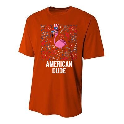 4th Of July American Dude Flamingo Us Flag Pride Patriotic Gift Performance Sprint T-Shirt