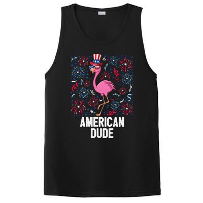 4th Of July American Dude Flamingo Us Flag Pride Patriotic Gift PosiCharge Competitor Tank