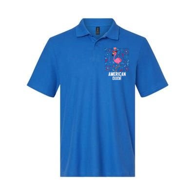 4th Of July American Dude Flamingo Us Flag Pride Patriotic Gift Softstyle Adult Sport Polo