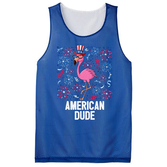 4th Of July American Dude Flamingo Us Flag Pride Patriotic Gift Mesh Reversible Basketball Jersey Tank