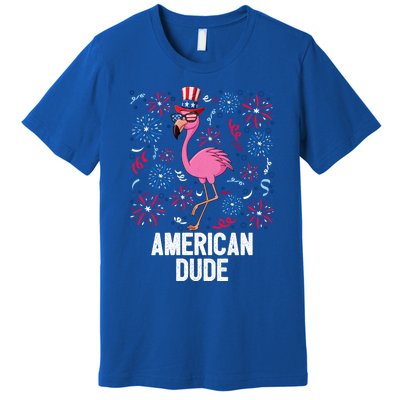 4th Of July American Dude Flamingo Us Flag Pride Patriotic Gift Premium T-Shirt