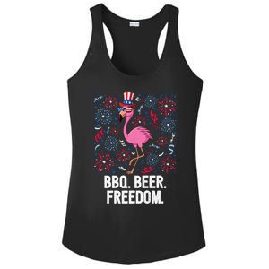 4th Of July Bbq Beer Freedom Flamingo Us Flag Patriotic Gift Ladies PosiCharge Competitor Racerback Tank