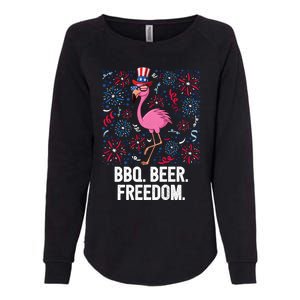 4th Of July Bbq Beer Freedom Flamingo Us Flag Patriotic Gift Womens California Wash Sweatshirt