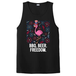 4th Of July Bbq Beer Freedom Flamingo Us Flag Patriotic Gift PosiCharge Competitor Tank