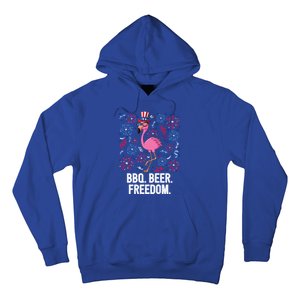 4th Of July Bbq Beer Freedom Flamingo Us Flag Patriotic Gift Hoodie