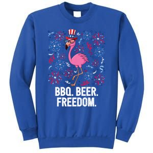 4th Of July Bbq Beer Freedom Flamingo Us Flag Patriotic Gift Sweatshirt