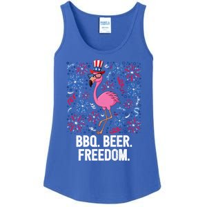 4th Of July Bbq Beer Freedom Flamingo Us Flag Patriotic Gift Ladies Essential Tank