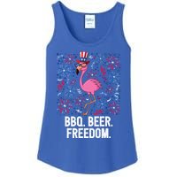 4th Of July Bbq Beer Freedom Flamingo Us Flag Patriotic Gift Ladies Essential Tank