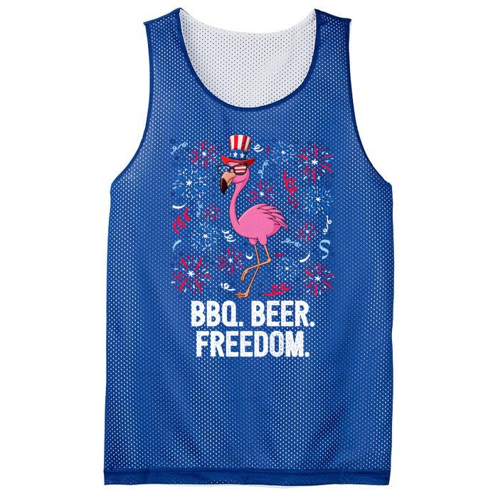 4th Of July Bbq Beer Freedom Flamingo Us Flag Patriotic Gift Mesh Reversible Basketball Jersey Tank