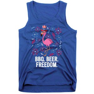 4th Of July Bbq Beer Freedom Flamingo Us Flag Patriotic Gift Tank Top